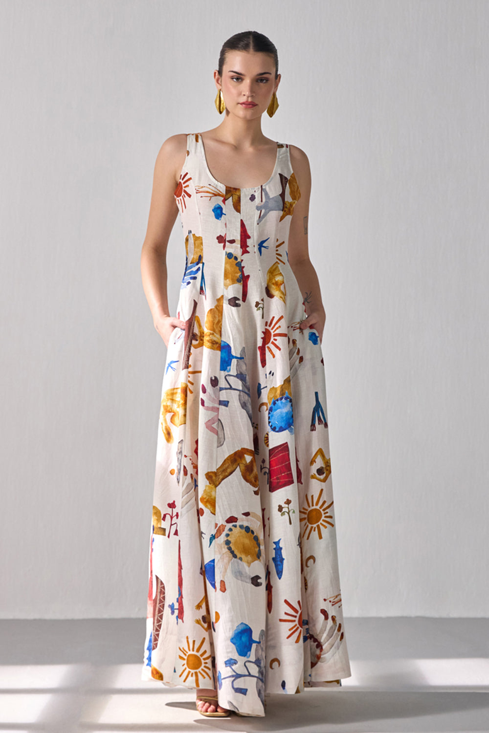 Bourbon Flared Maxi Dress  ANI CLOTHING