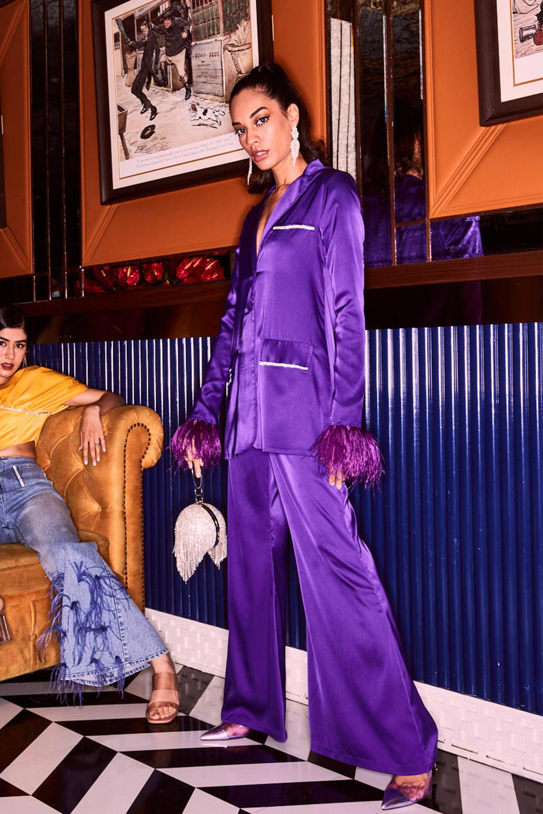 Purple Flared Trousers - ANI CLOTHING