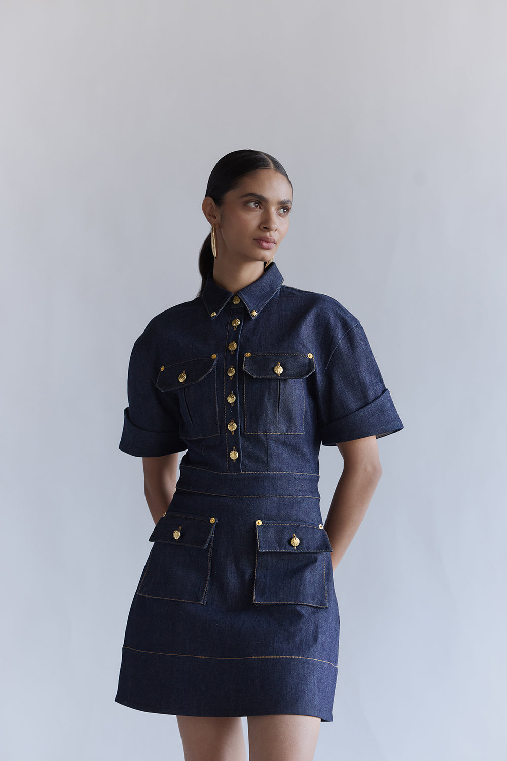 rio denim dress Farm Rio Embellished Midi Dress