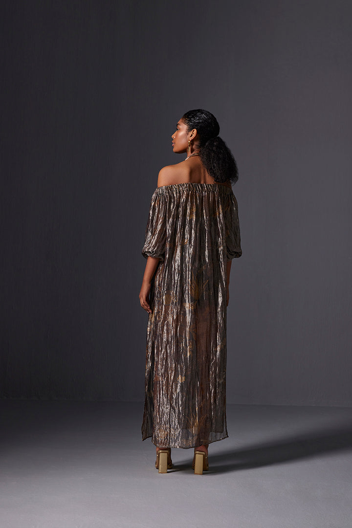Amber Gold Off-Shoulder Dress
