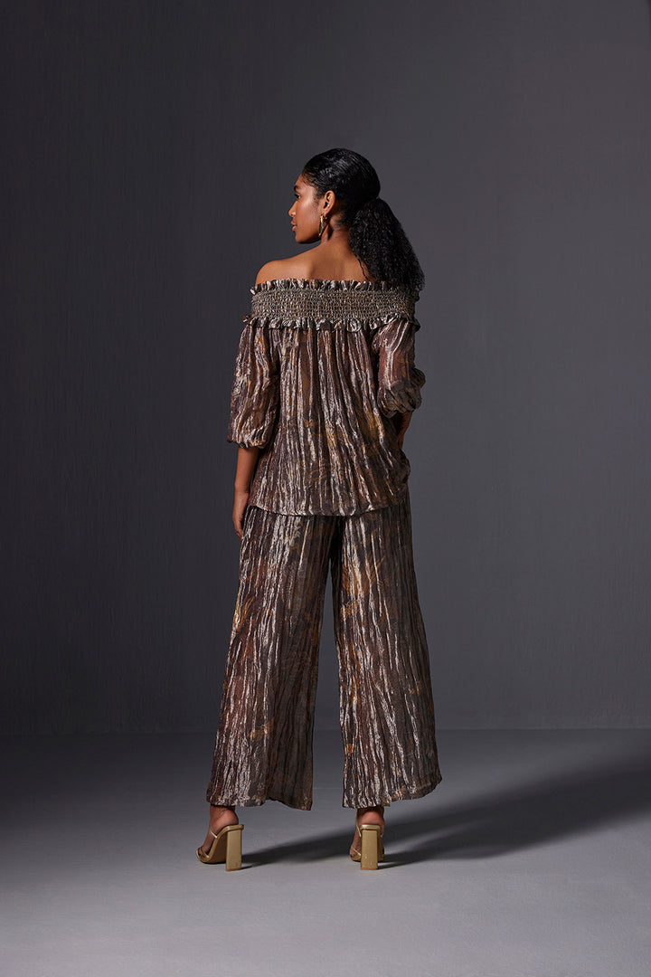 Amber Gold Off-shoulder Top