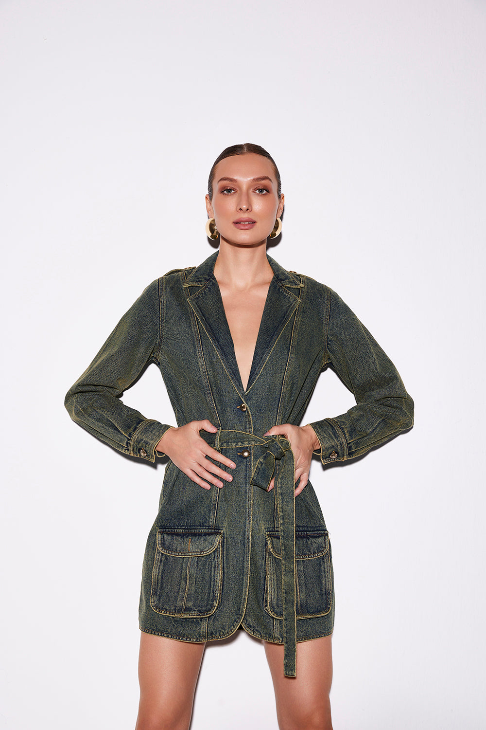 Rust Denim Blazer Dress