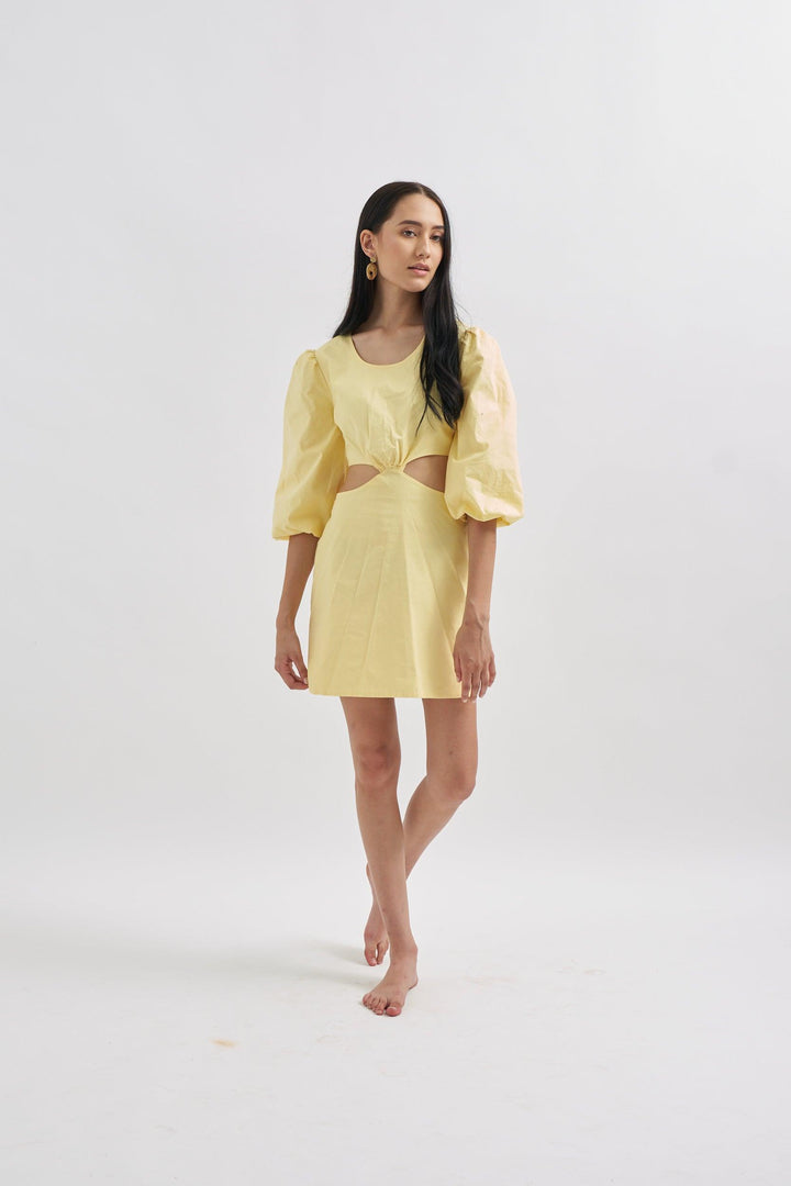 Yellow Cutout Dress - ANI CLOTHING