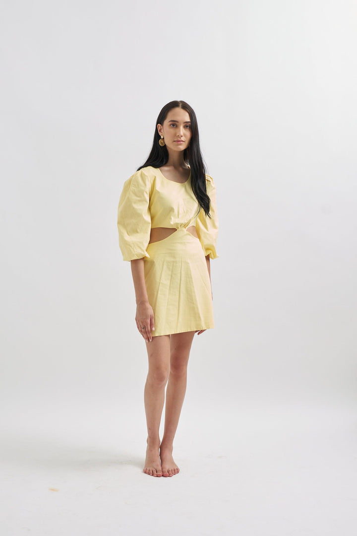 Yellow Cutout Dress - ANI CLOTHING