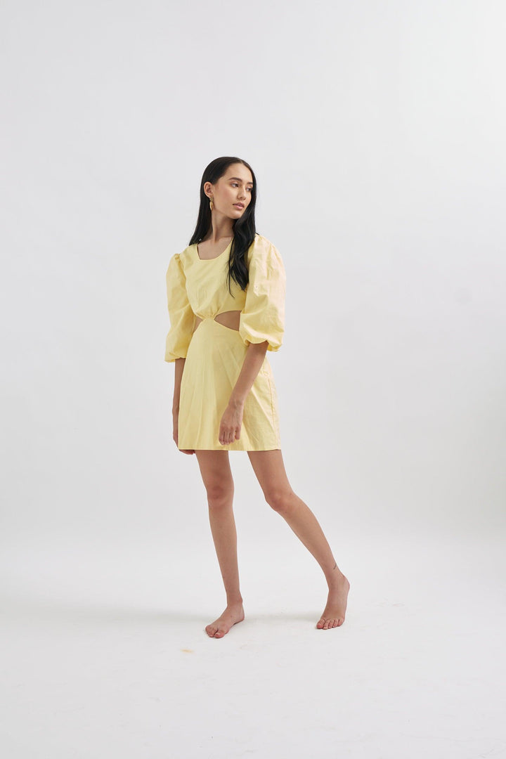 Yellow Cutout Dress - ANI CLOTHING
