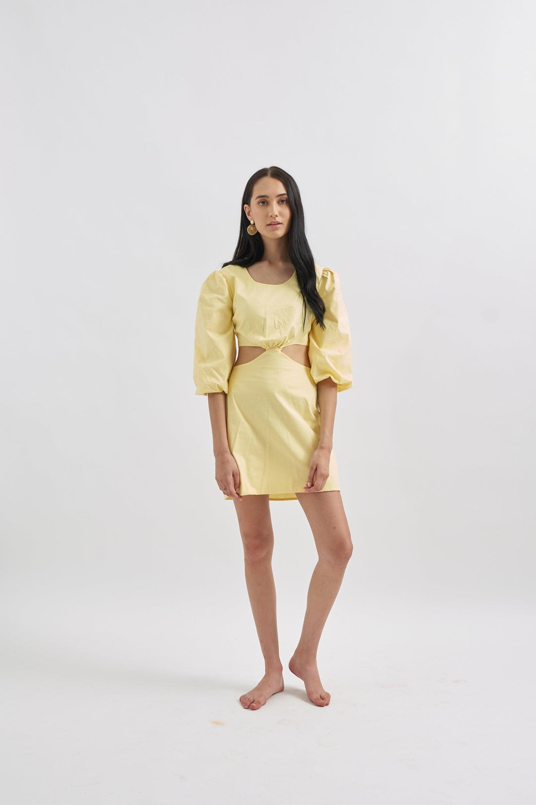 Yellow Cutout Dress - ANI CLOTHING