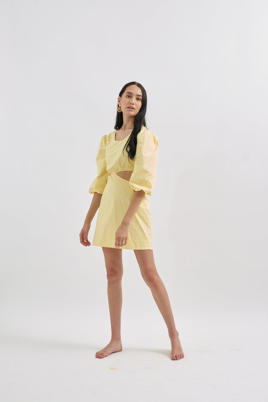Yellow Cutout Dress - ANI CLOTHING