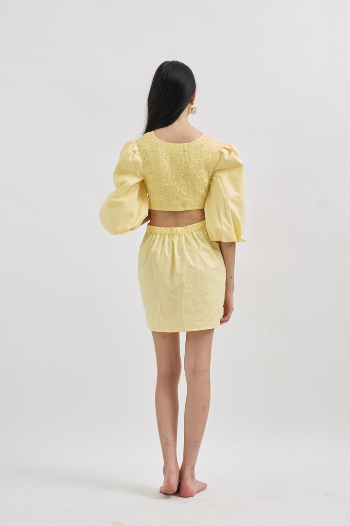 Yellow Cutout Dress - ANI CLOTHING