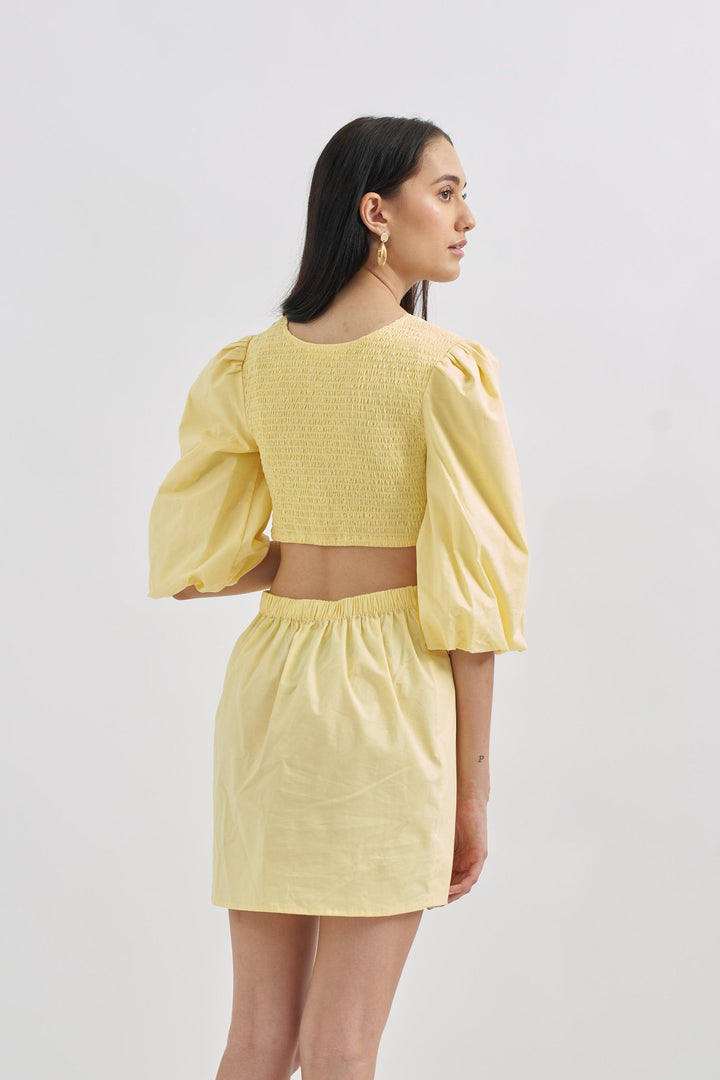 Yellow Cutout Dress - ANI CLOTHING