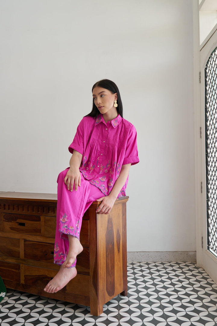 Pink Embroidered Trousers - ANI CLOTHING