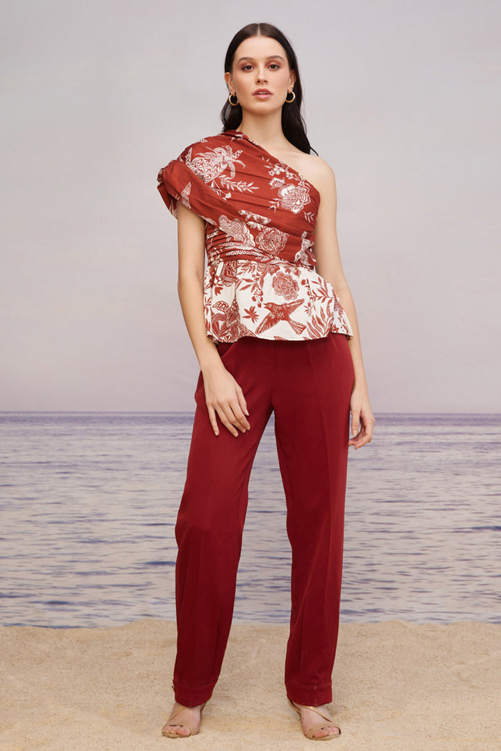 Carmine One Shoulders Top