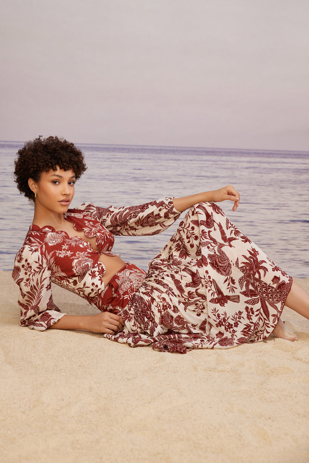 Carmine Scallop Top