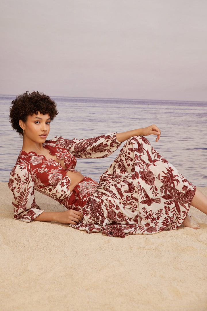 Carmine Scallop Top