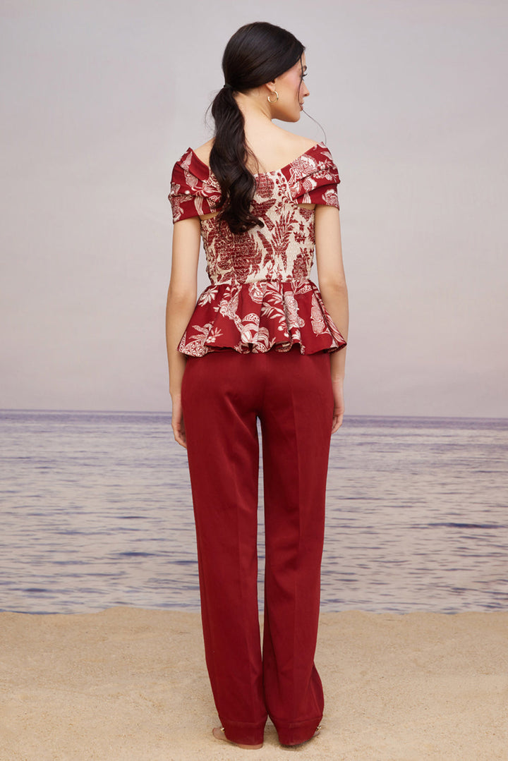 Carmine Peplum Co-ord Set