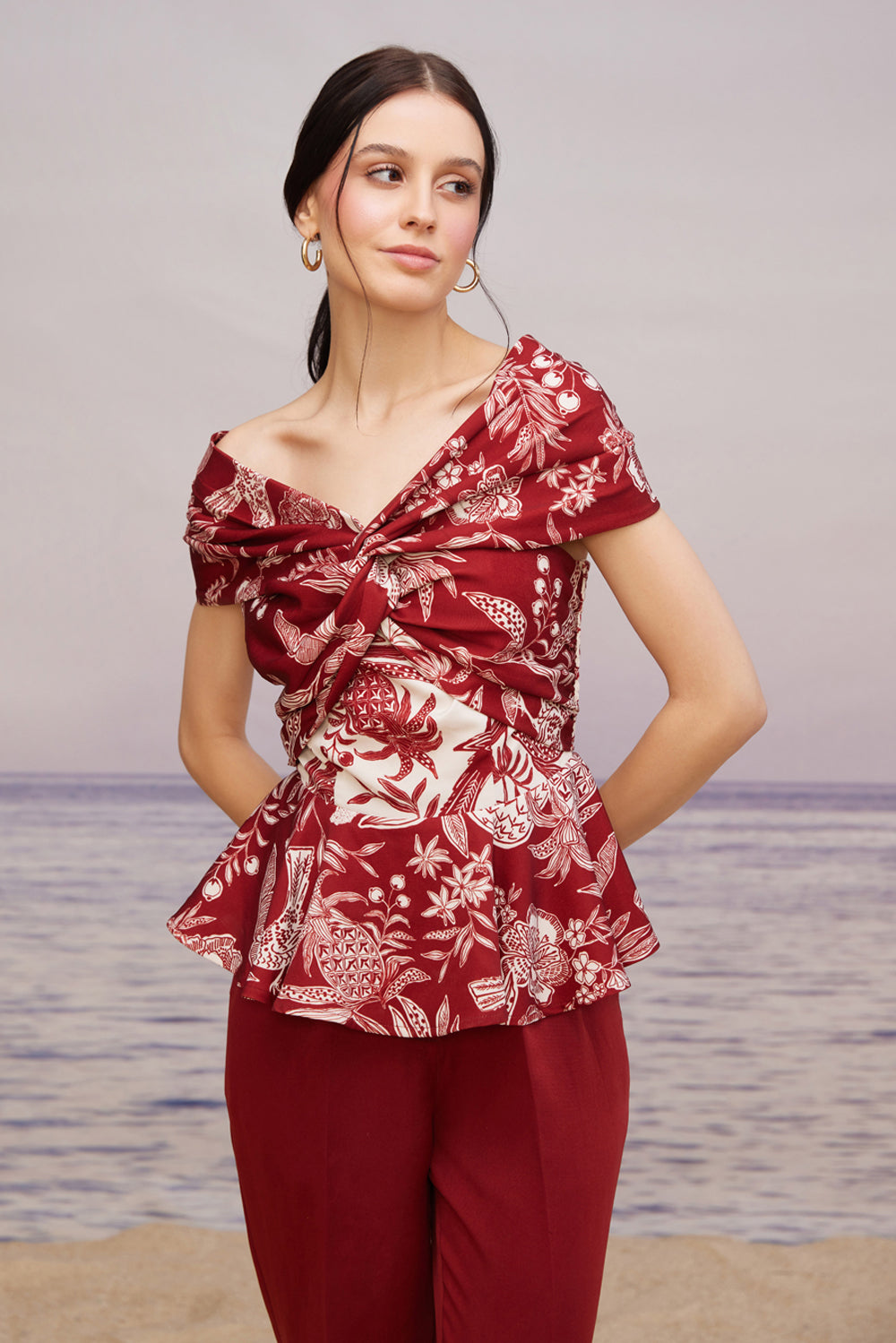 Carmine Peplum Co-ord Set