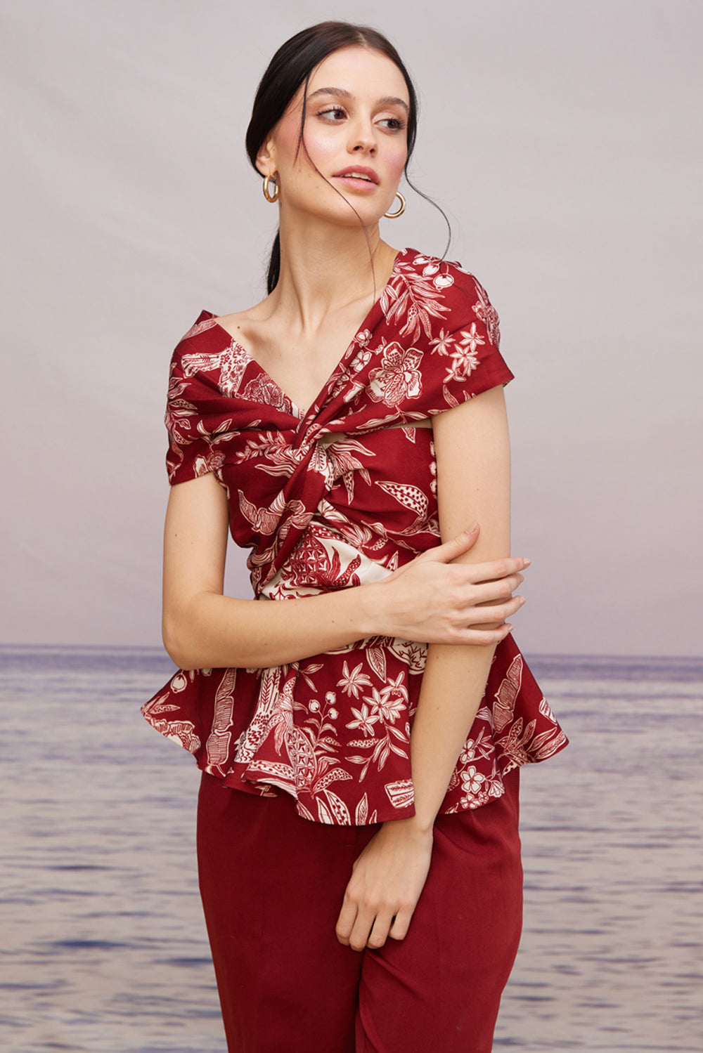 Carmine Peplum Co-ord Set