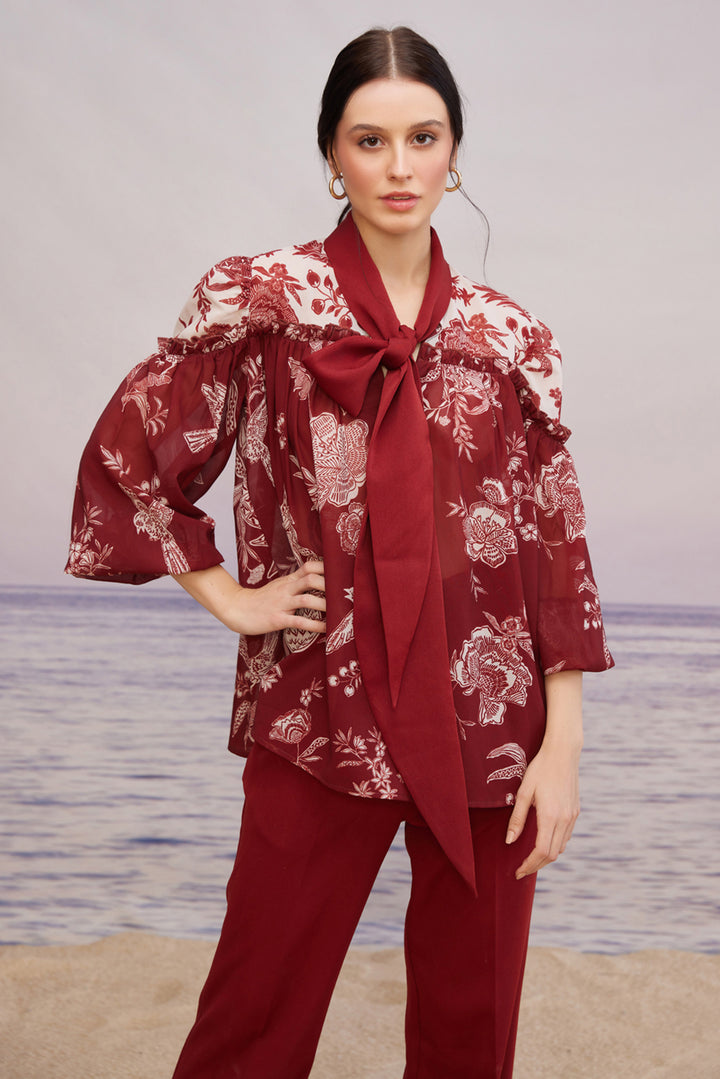 Carmine Knot Blouse