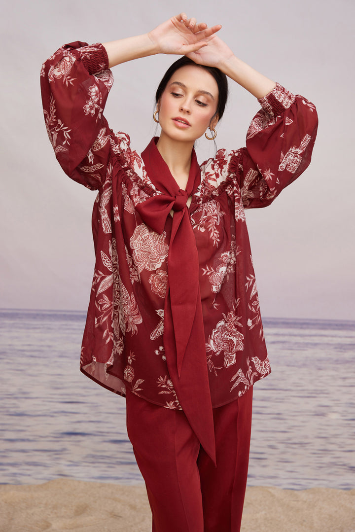 Carmine Knot Blouse