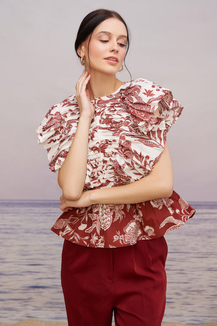 Carmine Pleated Co-ord