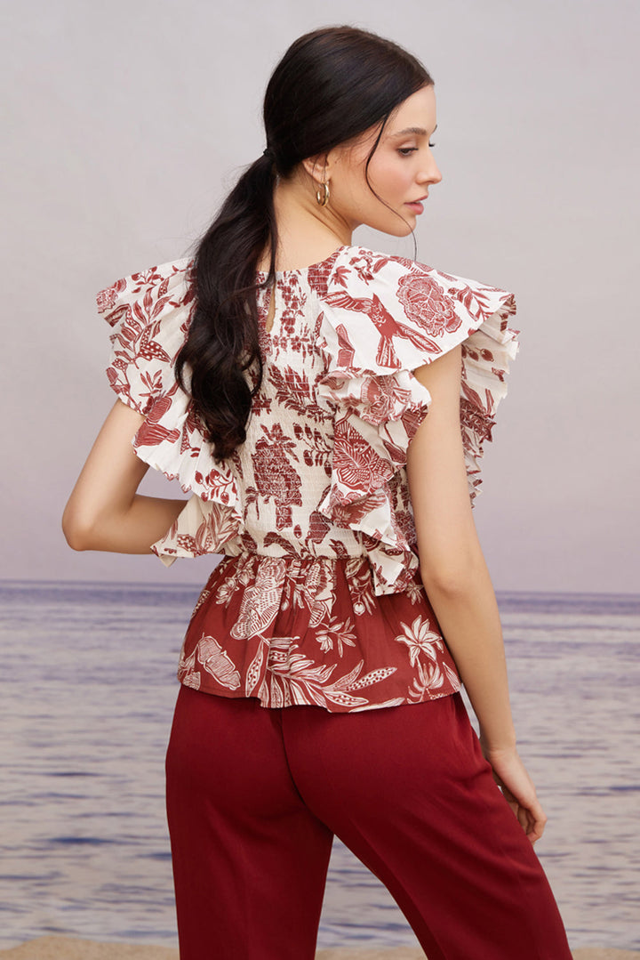 Carmine Pleated Co-ord