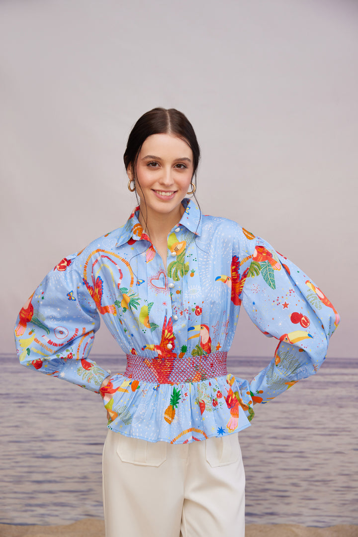 Cabo Mint Smock Belt Top