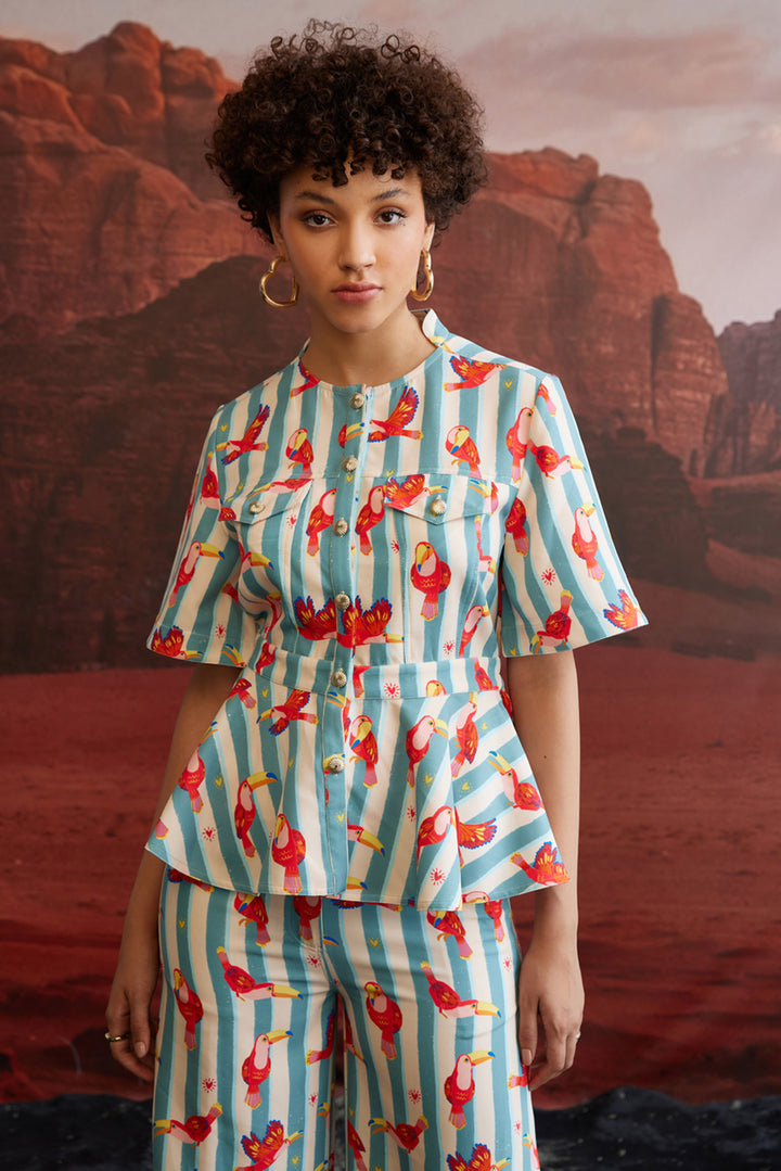 Maccau Streak Peplum Top