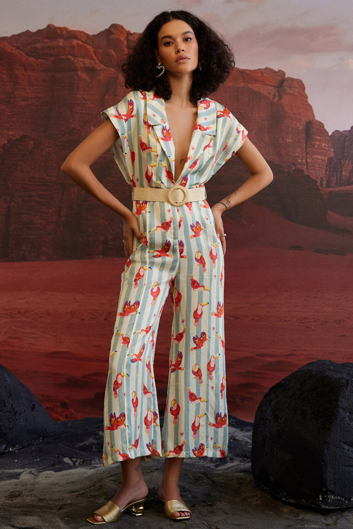 Maccau Streak Jumpsuit With Belt