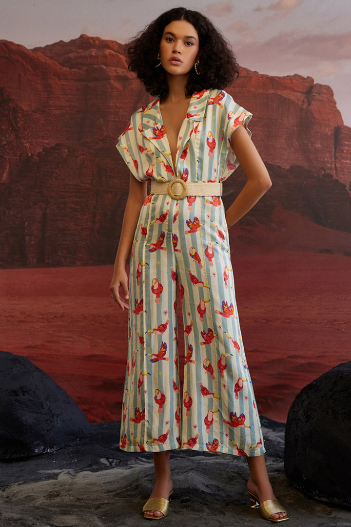 Maccau Streak Jumpsuit With Belt