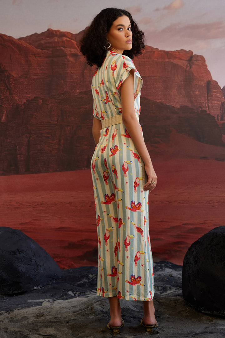 Maccau Streak Jumpsuit With Belt