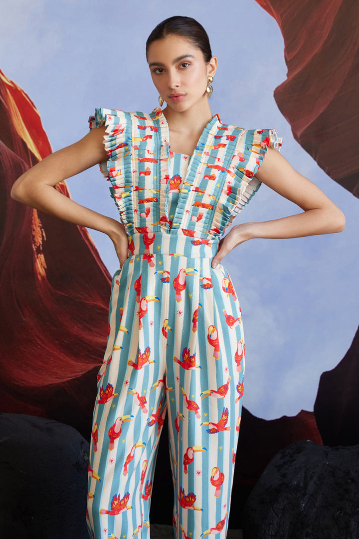 Maccau Streak Pleated Jumpsuit