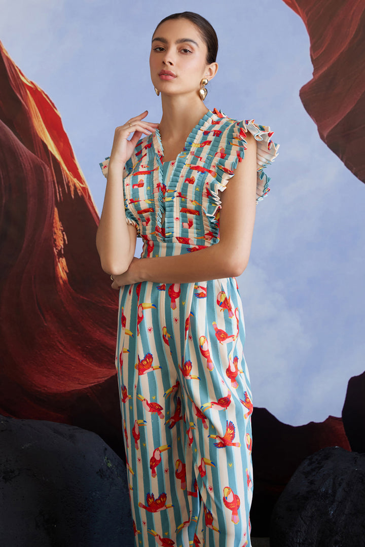 Maccau Streak Pleated Jumpsuit