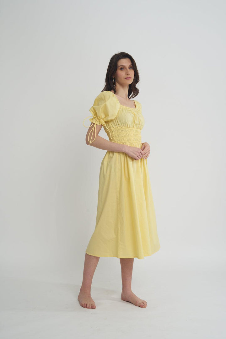Yellow Maxi Smock Dress - ANI CLOTHING