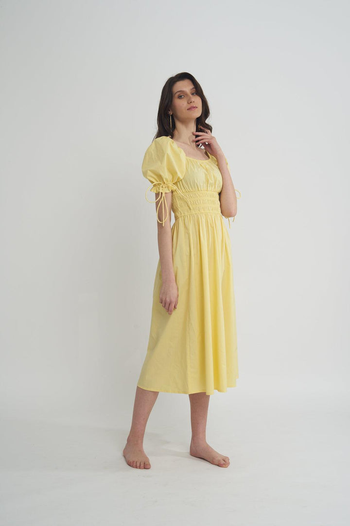 Yellow Maxi Smock Dress - ANI CLOTHING