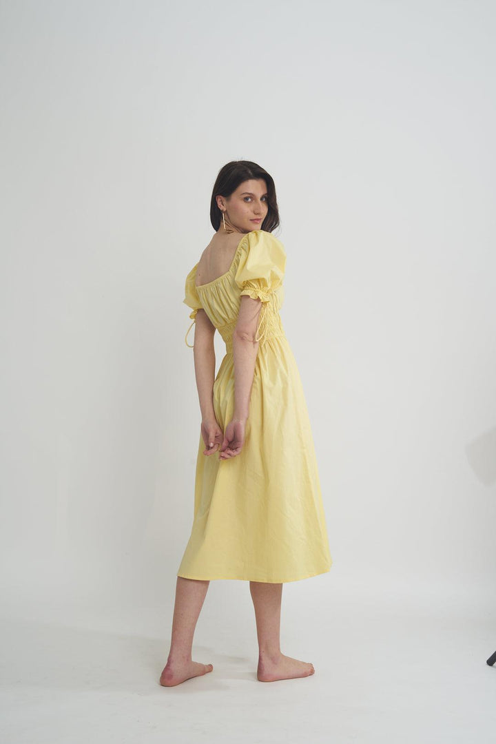 Yellow Maxi Smock Dress - ANI CLOTHING