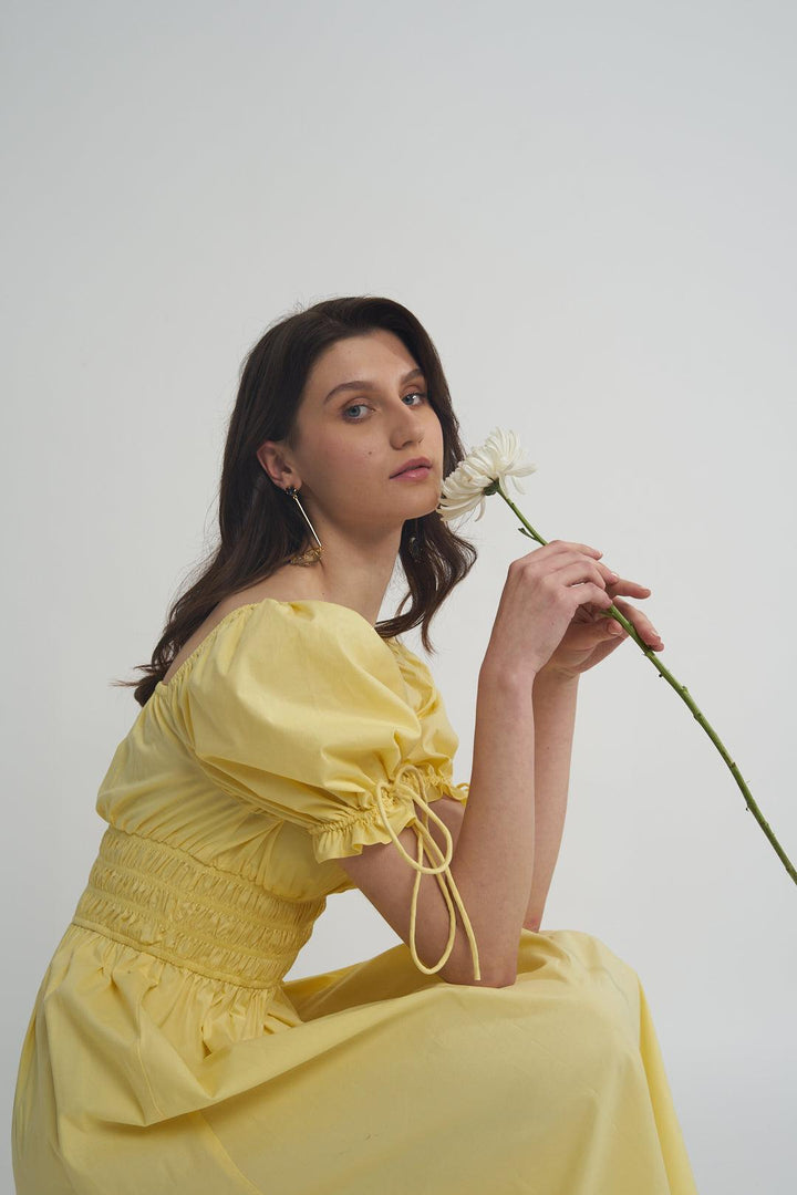 Yellow Maxi Smock Dress - ANI CLOTHING