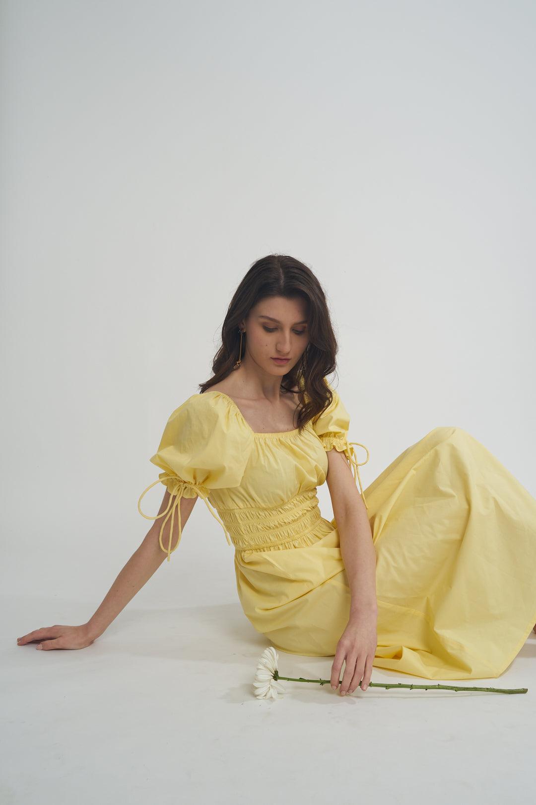 Yellow Maxi Smock Dress - ANI CLOTHING