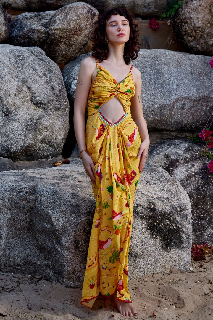Cabo Mocha Cut Out Maxi Dress