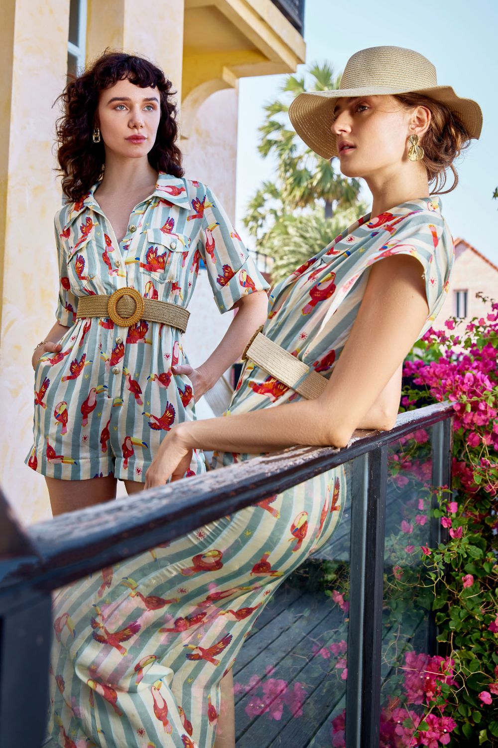 Maccau Streak Romper With Belt