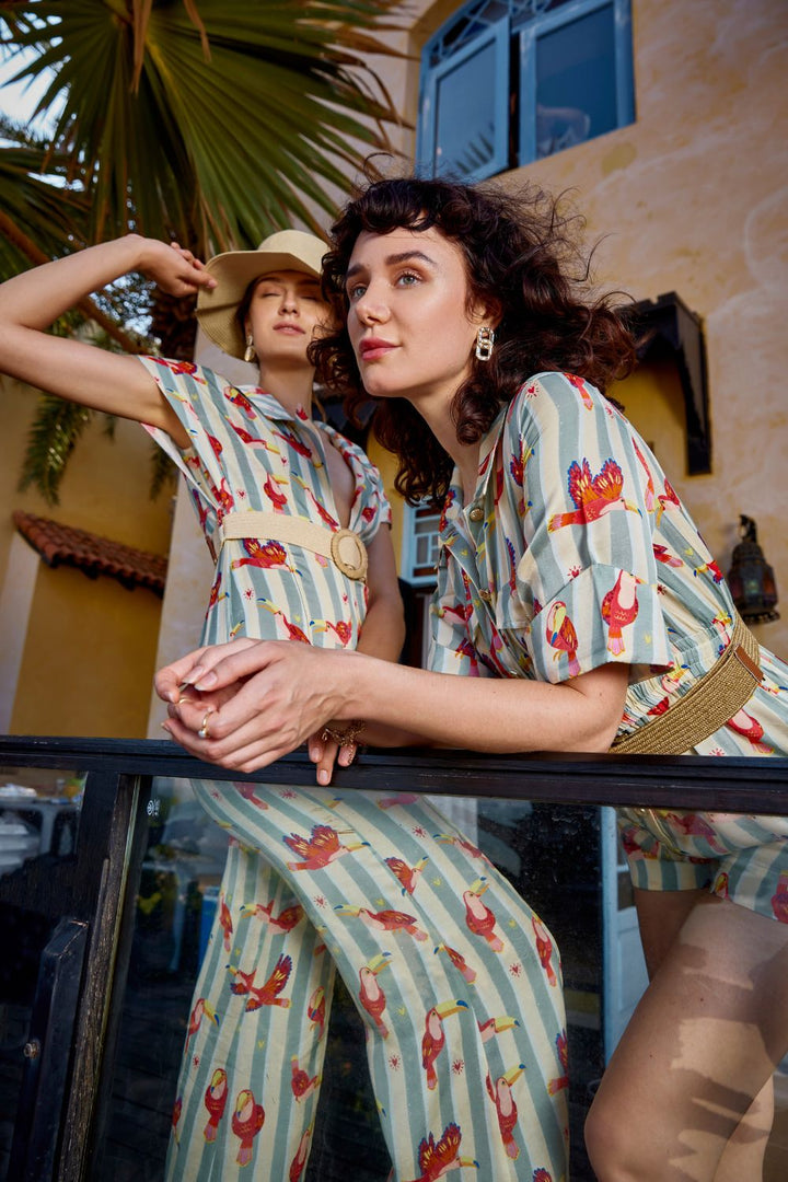 Maccau Streak Romper With Belt