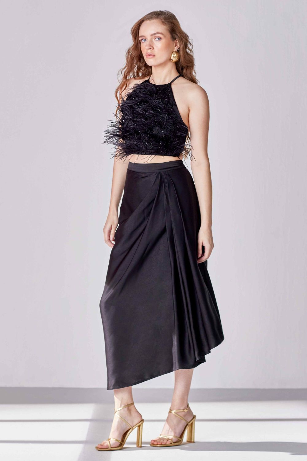 Black Halter Feather Skirt
