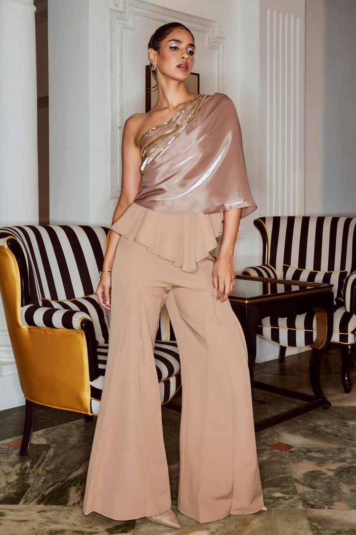 Champagne Pleated Trousers - ANI CLOTHING
