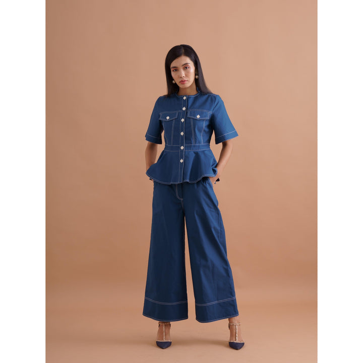 Berry Contrasting Co-ord Trousers - ANI CLOTHING