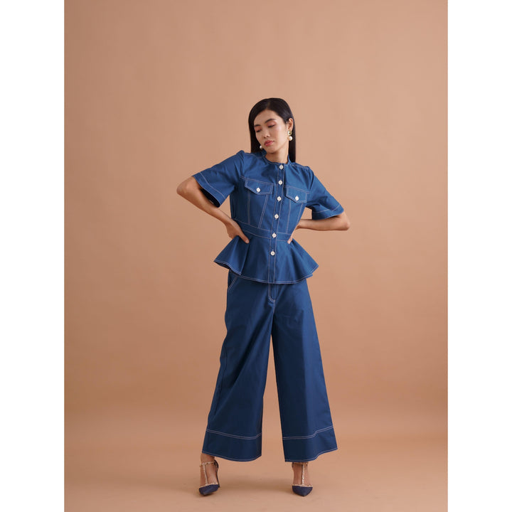 Berry Contrasting Co-ord Trousers - ANI CLOTHING