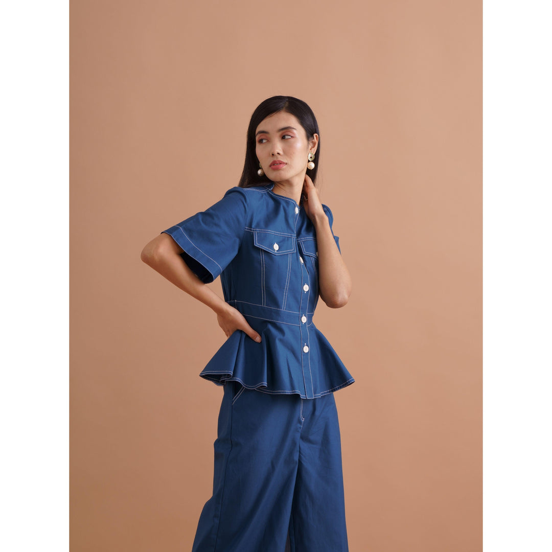 Berry Contrasting Co-ord Set - ANI CLOTHING