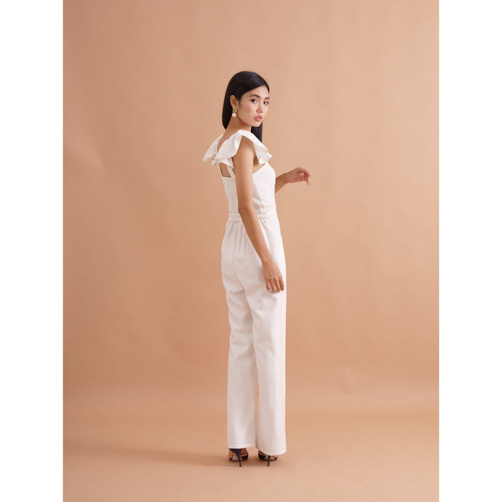 Ivory Frill Strap Jumpsuit - ANI CLOTHING
