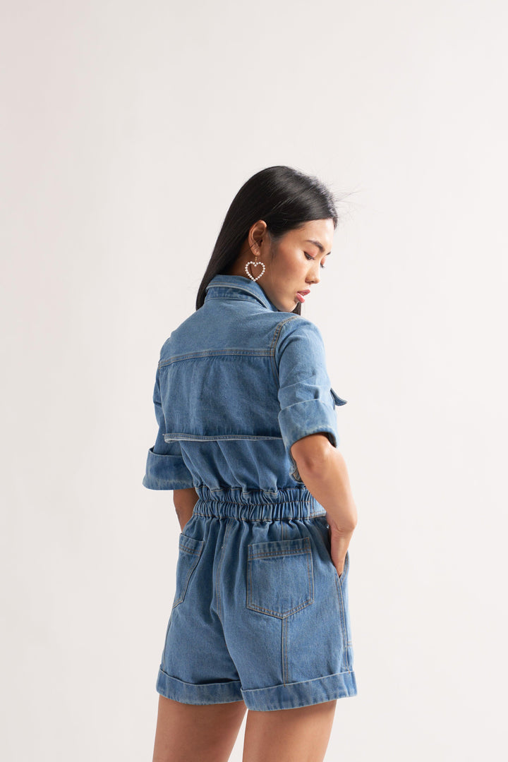 Blue Denim Romper - ANI CLOTHING