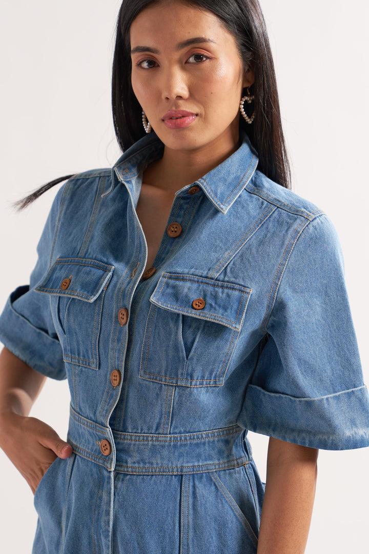 Blue Denim Romper - ANI CLOTHING