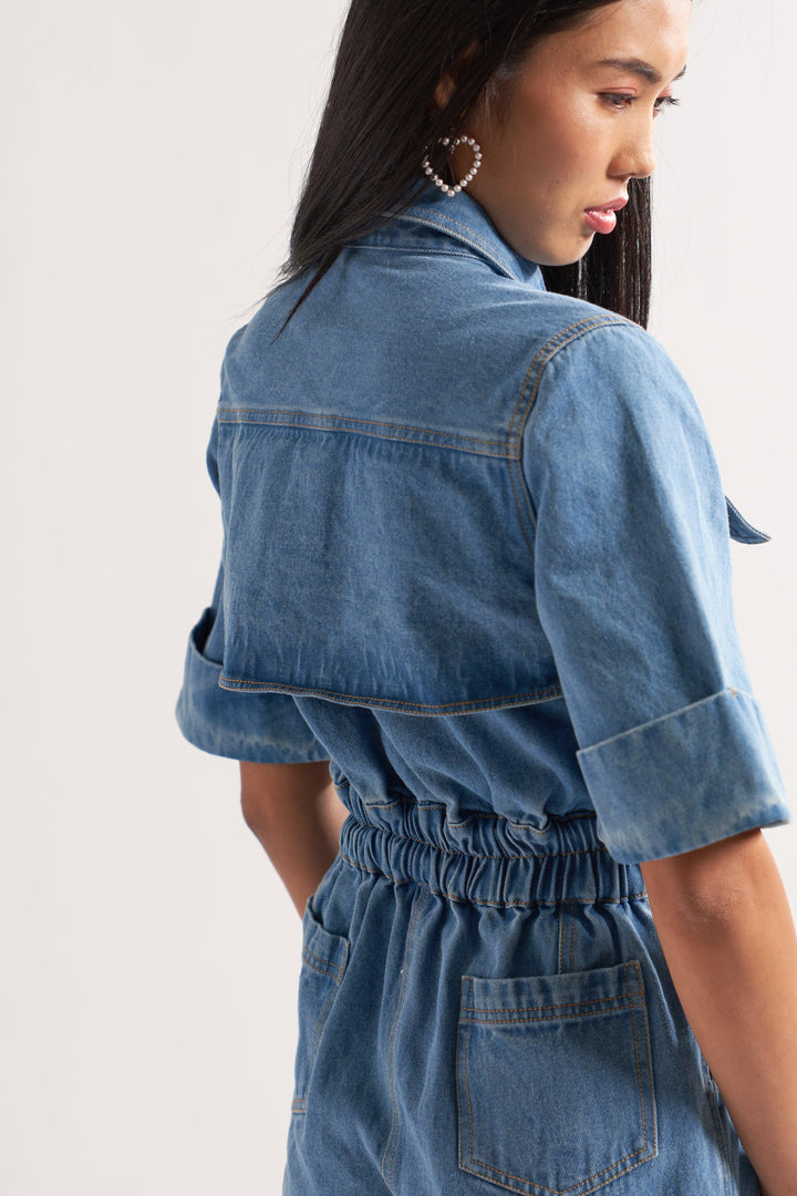 Blue Denim Romper - ANI CLOTHING