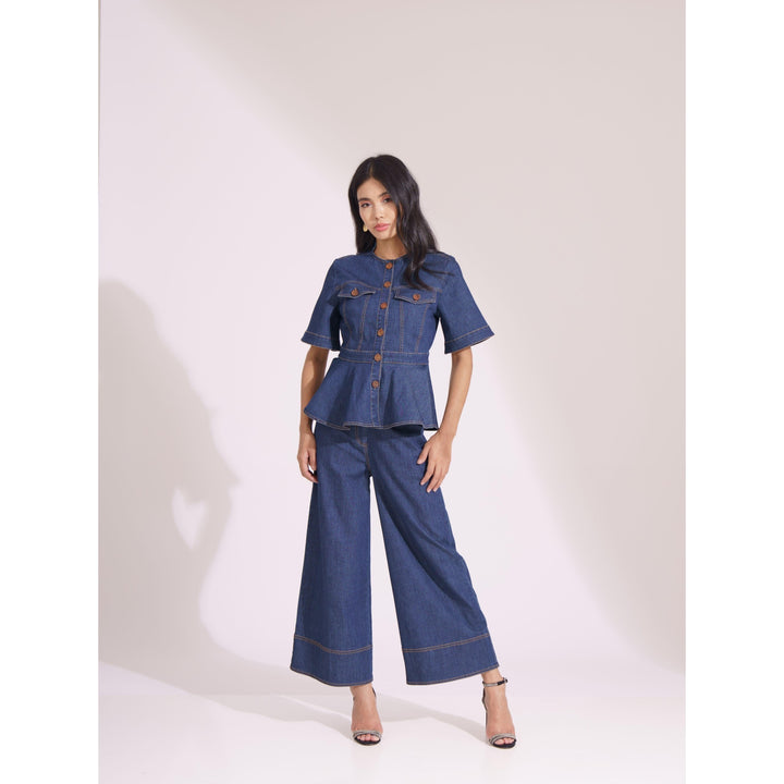 Denim Contrasting Co-ord Set - ANI CLOTHING