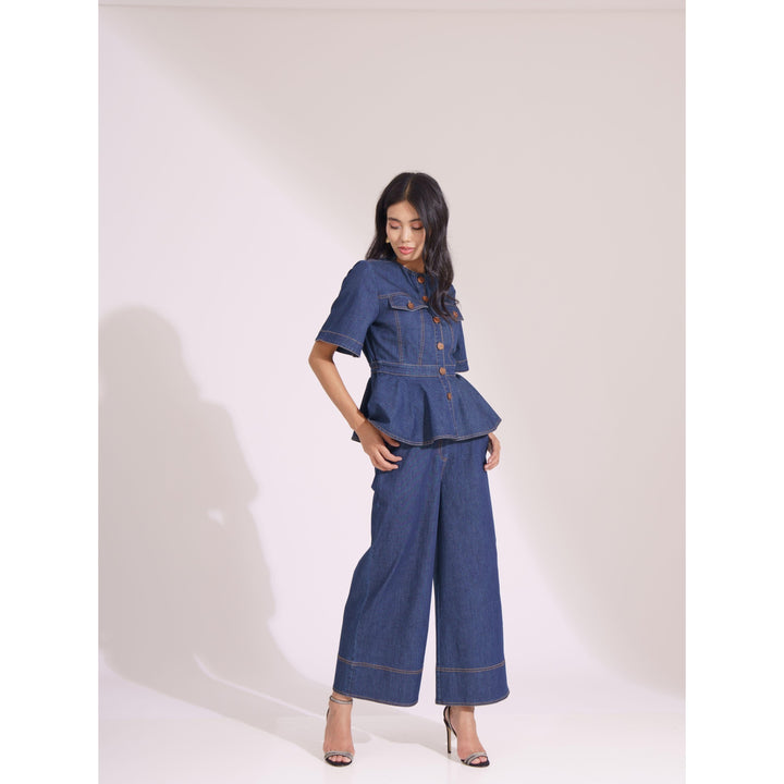 Denim Contrasting Co-ord Set - ANI CLOTHING